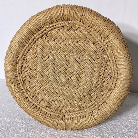 Vintage Bamboo & Jute Woven Planter Basket - Picture 3 of 15